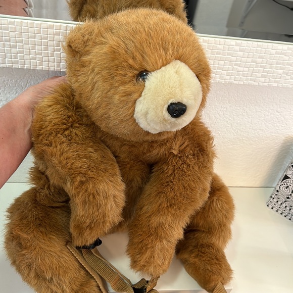 VTG Robert Small 1984 House Of Hull Plush Faux Fur Golden Brown Bear Backpack - Picture 7 of 9